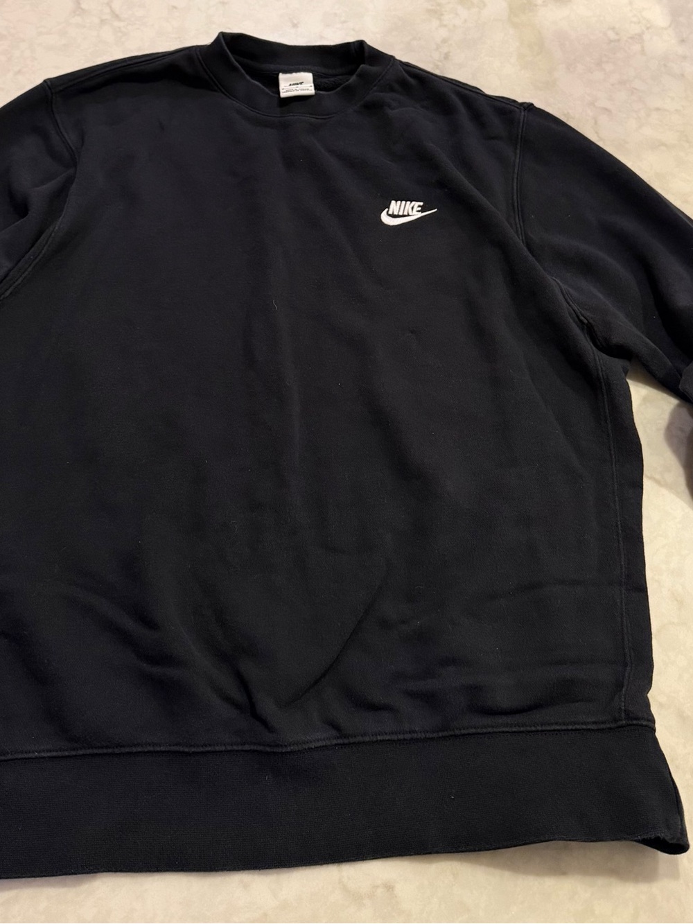 Nike Men’s Black Crewneck Sweatshirt with White Swoosh